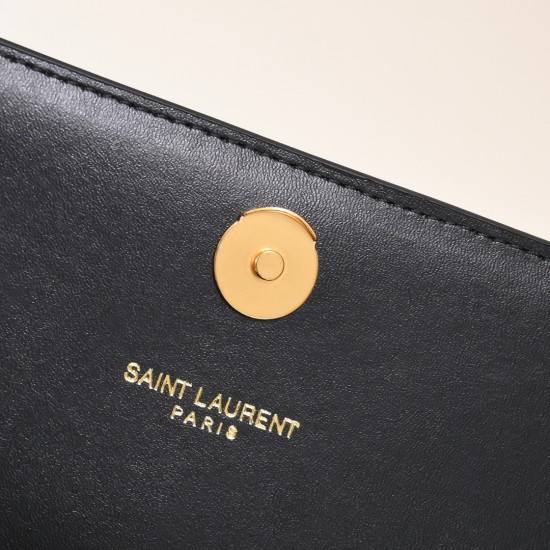 YSL Sunset Monogram Croc-Embossed Leather Shoulder Bag