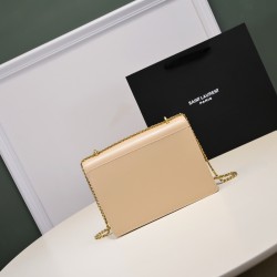 YSL Sunset Crossbody Bag in Beige Smooth Leather