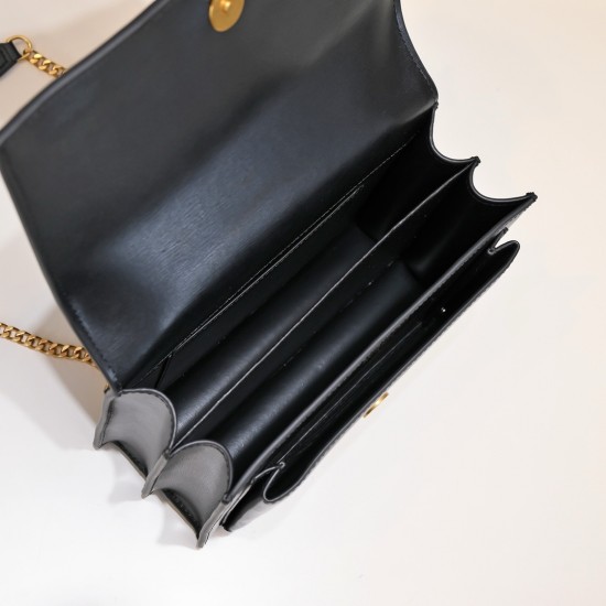 YSL Sunset Crossbody Bag in Black Smooth Leather